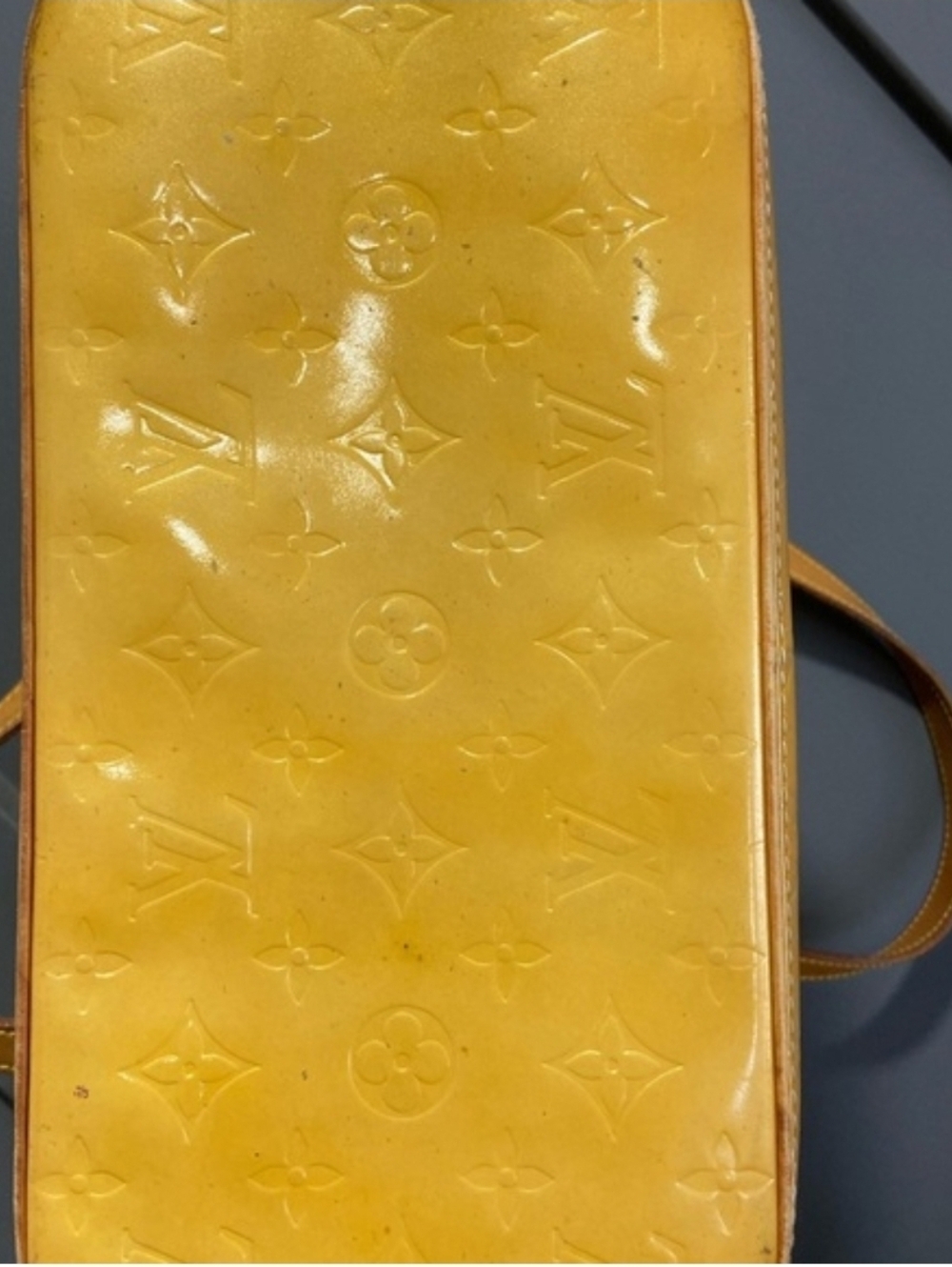 Authentic Louis Vuitton Yellow Monogram Vernis Houston Tote Bag - Picture 9 of 16